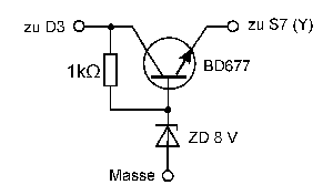 Ersatzschaltbild für µA7808: BD677 + Zenerdiode